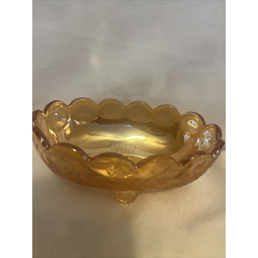 Vtg Jeanette Bowl Floragold Louisa Oval  Ruffle Edge Dish Candy Nuts